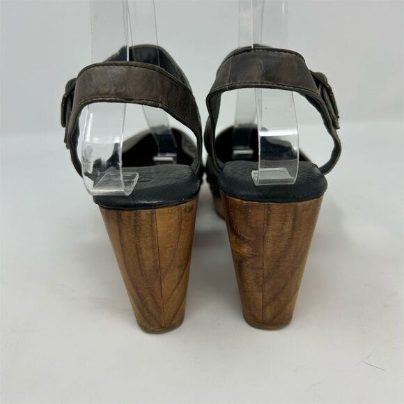 Cordani Brown Leather Slingback Heeled Studded Clogs Size 38 Closed Toe Sandals - Picture 11 of 14